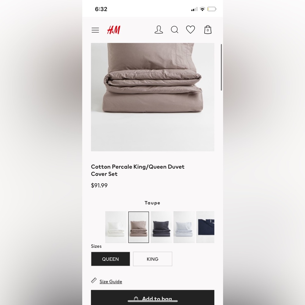 BRAND NEW WITH TAGS H&M Duvet Cover Set Cotton- QUEEN